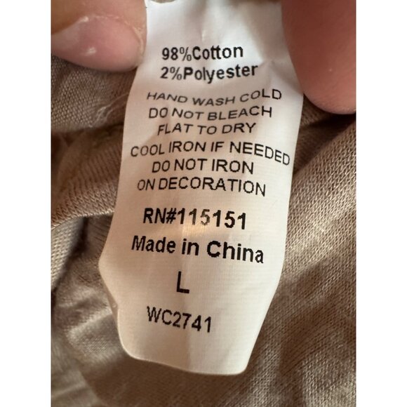 Romeo & Juliet Couture Tan Sequin Embellished Short Sleeve Top L 98% Cotton/2% P - Picture 4 of 4